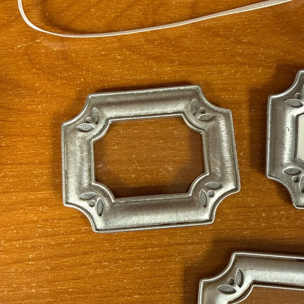 Longaberger canister basket pewter tags with ribbons. Set of three. - Picture 4 of 6